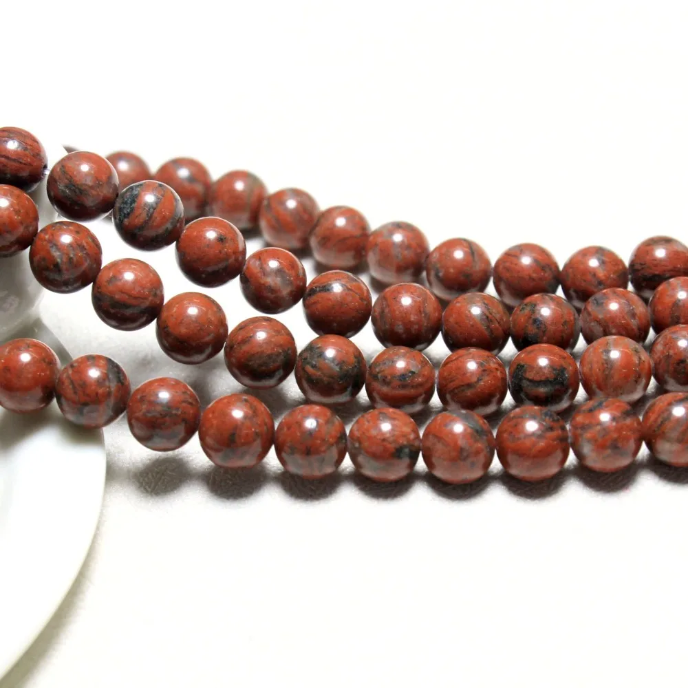 10 PERLE RONDE PIERRE NATURELLE JASPE ROUGE 15 mm NATURAL STONE BEADS RED JASPER