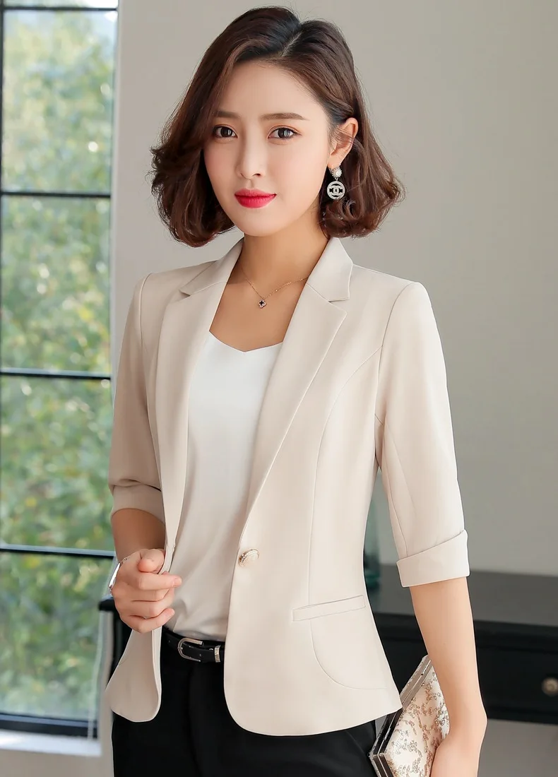 Coat female new style one button fashion five-point sleeve temperament casual small suit female small suit ladies coat