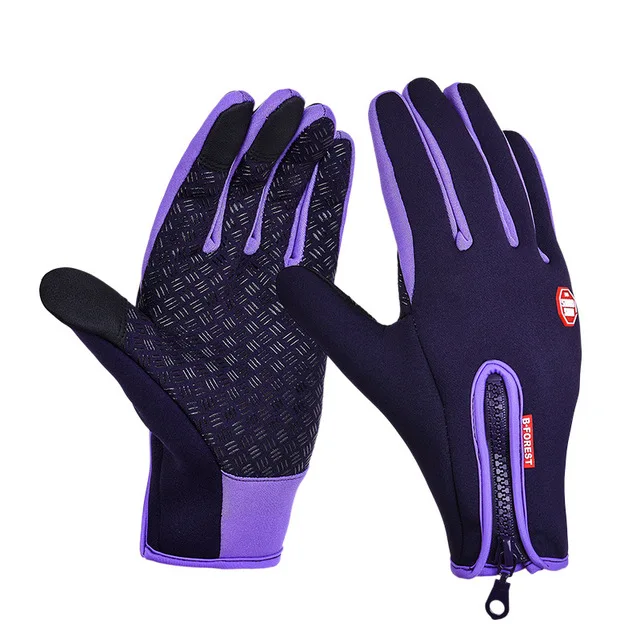 Перчатки для рыбалки, полный палец, неопрен, искусственная дышащая кожа, теплые, для фитнеса, карпа, рыболовные аксессуары, зимние лыжные перчатки - Цвет: Фиолетовый