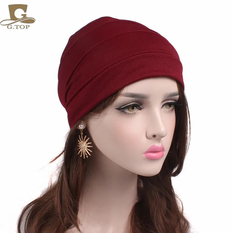 Новая мода женская мягкая громоздкая шапка Хемо шапка тюрбан для сна шапка с подкладкой для рака выпадения волос дамы банданы Turbante