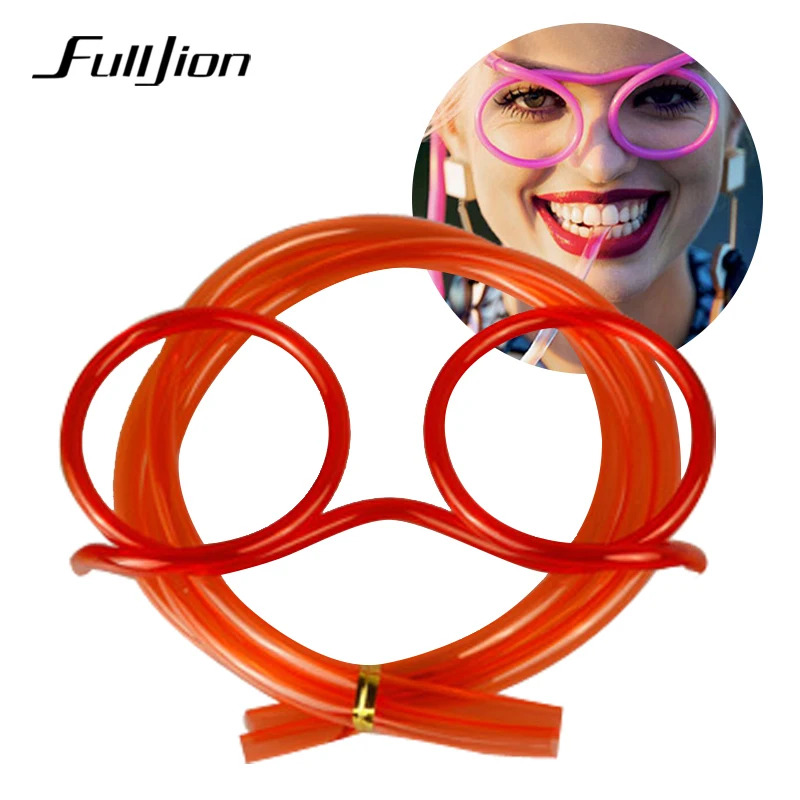 Fulljion الترفيه الأنابيب متعة القش نظارات مضحك الشرب لعب للأطفال مرنة أداة الجدة الكمامة نكت اللعب