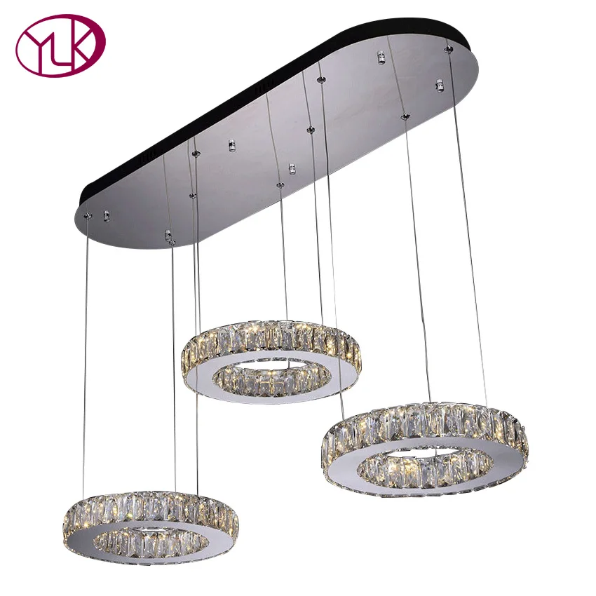 

Youlaike Modern LED Chandelier Lighting AC110-240V Rectangle Dining Room Kitchen Hanging Crystal Lamps
