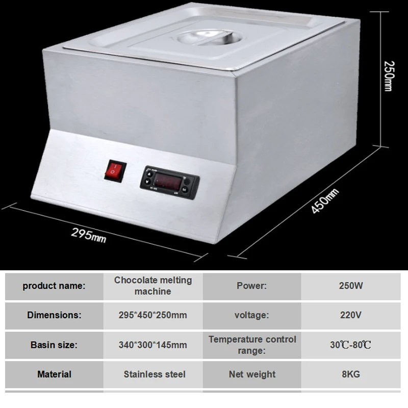 Коммерческая цифровая электрическая машина для плавления шоколадных фонтанов, одиночные шоколадные горшки для плавления шоколада