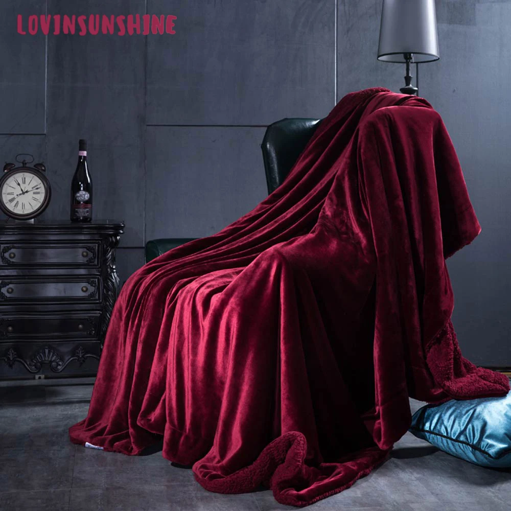

LOVINSUNSHINE Thick Flannel Fleece Throw Blanket Queen Size Soft Warm Solid Color Cover Blanket On The Bed Sofa AB#213