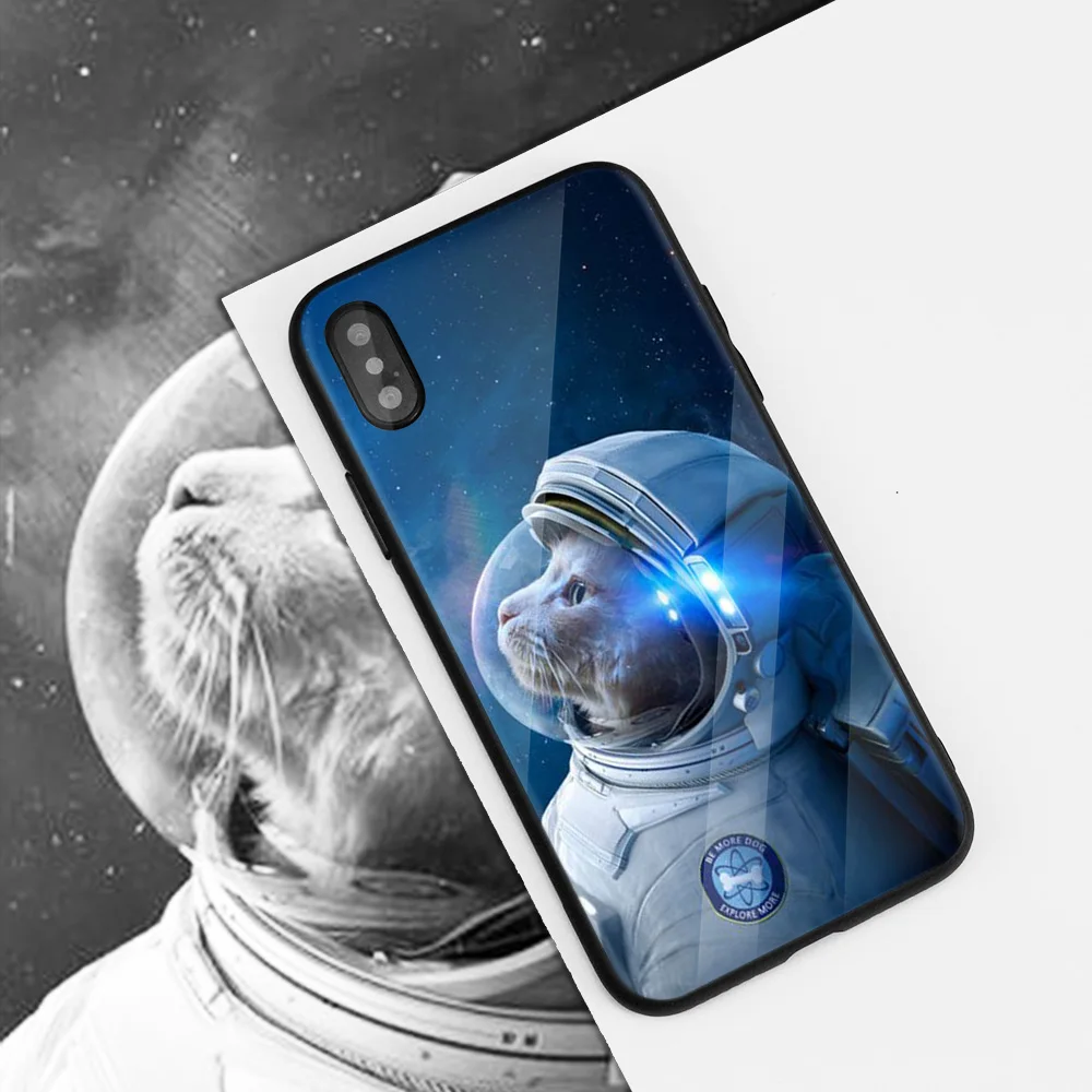 Забавный чехол с изображением космонавта любви Луны астронавта для iPhone X 7 6 6S 8 Plus, чехол для iPhone 11 11Pro XS MAX XR 7+ 8+ чехол из закаленного стекла
