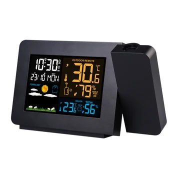 

FJ3391 Weather Station with Projection |Weather Monitor |DCF Radio control | Calendar |7 languages| Backlight Alarm Clock