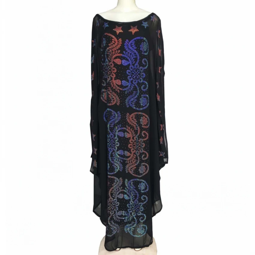

African Dresses For Women Dashiki Diamond African Clothes Bazin Broder Riche Sexy Slim Robe Evening Long Dress