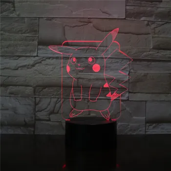 

Pikachu Pokemon Go Figure Kids Night Light LED Bedside Atmosphere Colorful Night Light Child Holiday Gift 3D Lamp RGBW Gift