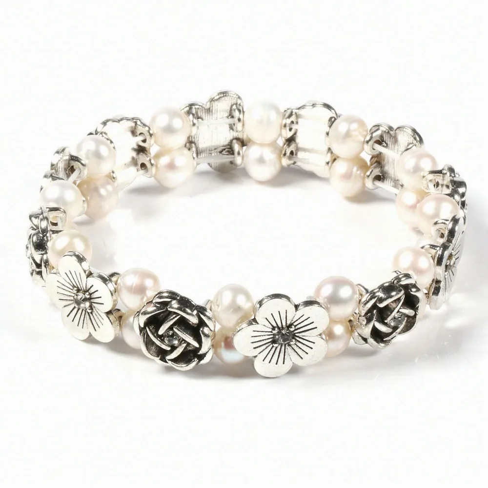 100% Natural Freshwater 6-7 mm Pearl Bracelet Flower High Quality Pearl bracelets for women
