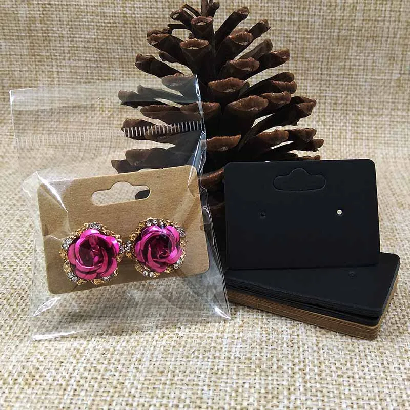 5*3.5cm blank brown/black Stud earring card custom logo cost extra