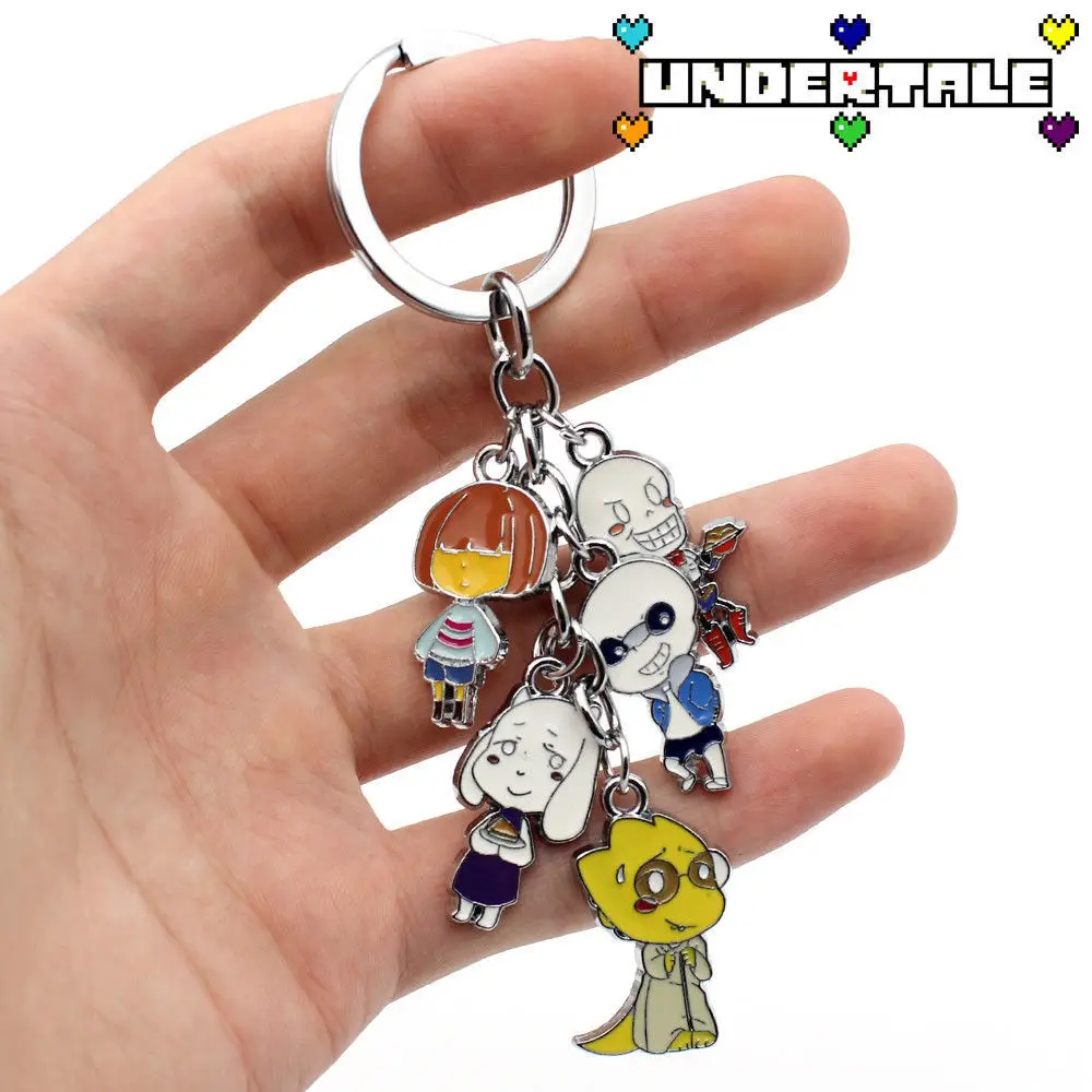 

Wellcomics Game Undertale Sans Papyrus Frisk Toriel Alphys Red Heart Metal Pendants Keychain Keyring Ornament Cosplay Collection