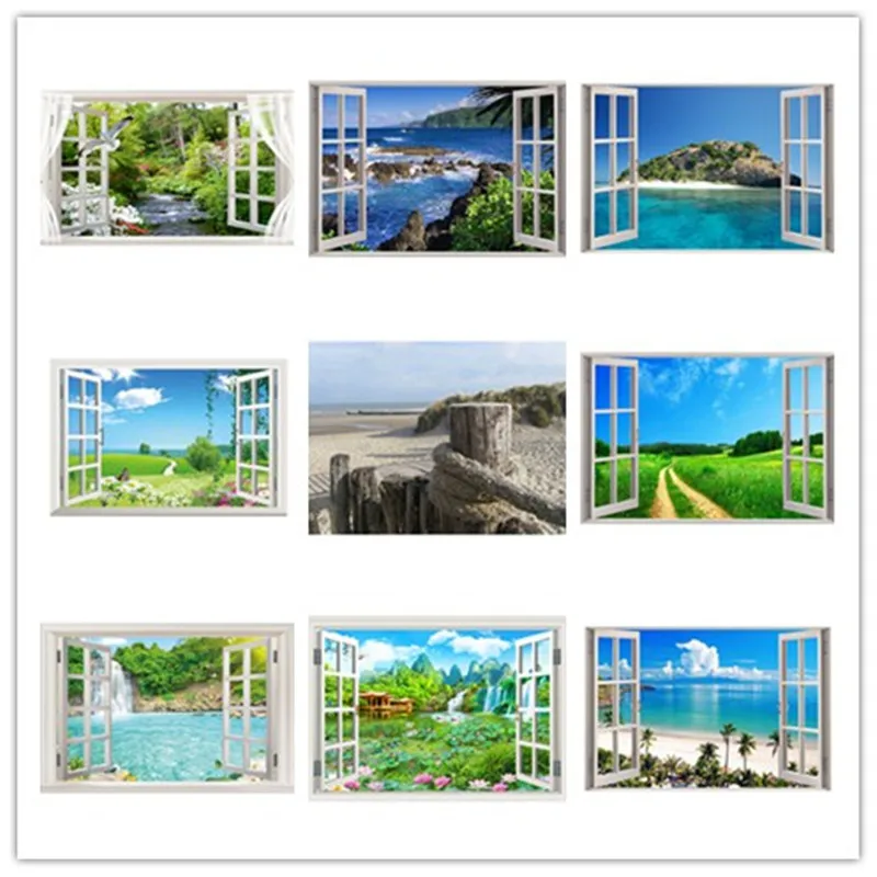 

KAMY YI 5D DIY Full Square/Round Drill Diamond Painting"View from the window, sea"Diamond Embroidery Home Stitch Decor Gift HYY