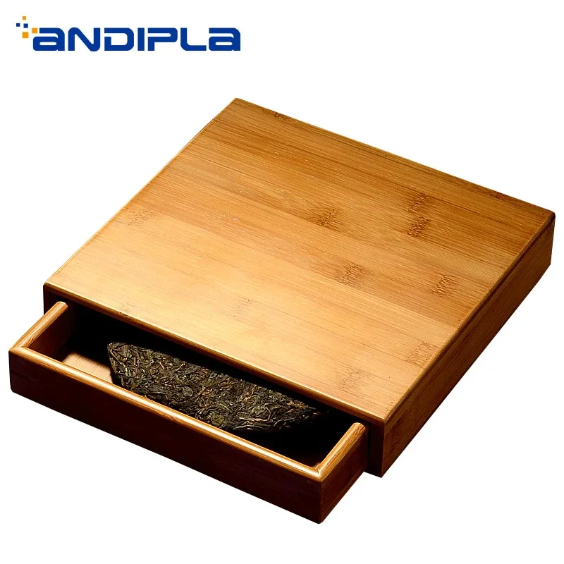 

Puer Tea Storage Box Natural Bamboo Separator Square Boxes Pu'er Holder Shelf Plate Drawer Teaware Accessories Tools Canister