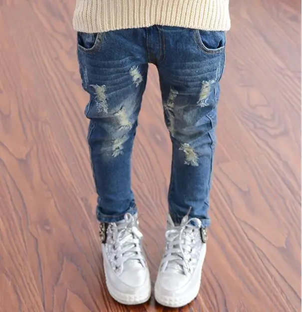 2016 Spring Autumn Baby Boys Girls Jeans Kids Broken Cool Washing Denim Pants Toddler Girls All