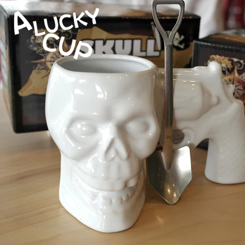 NEWYEARNEW 420 мл креативная кофейная кружка с черепом, индивидуальная керамическая чашка и кружка, милая фарфоровая чайная чашка, кофейная кружка, посуда в подарок - Цвет: A