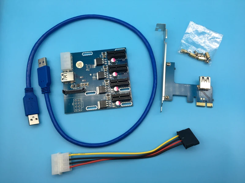 Multiplicador para Bitcon 1 para 4 Mini-itx para 4 Nova Slots Express Placa Riser Pcie Externo Slot Pci-e x1 Porta Mineiro Btc Mineração 1x Pci