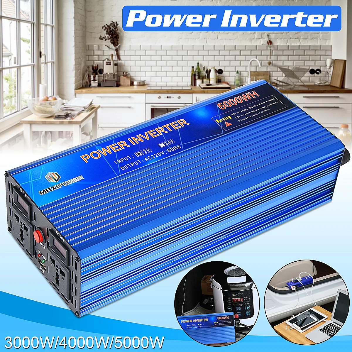 

Car Inverter 12V 220V 3000W/4000W/5000W Inverter Modified sine wave Voltage transformer 12/220V Double LED digital display