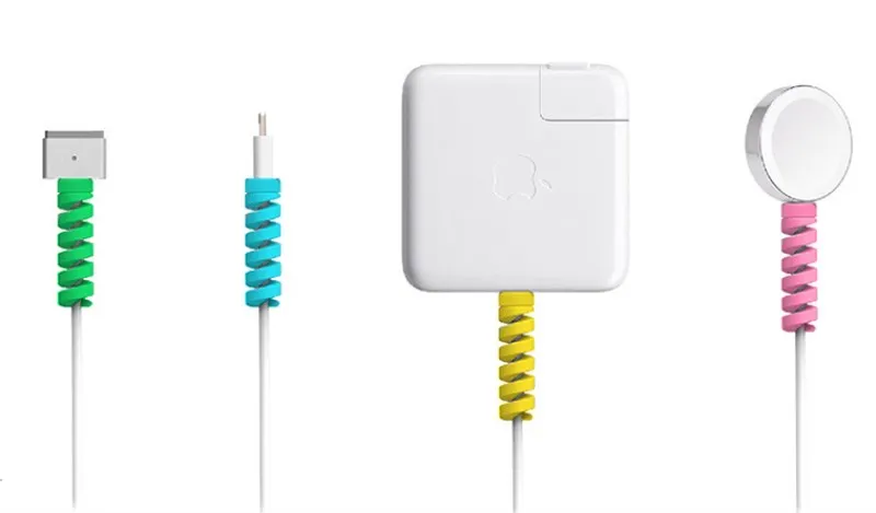 20 шт красочные гибкие спиральные трубки устройства для сматывания кабеля протектор провода шнур Организатор протектор для iPhone Apple Watch зарядный кабель