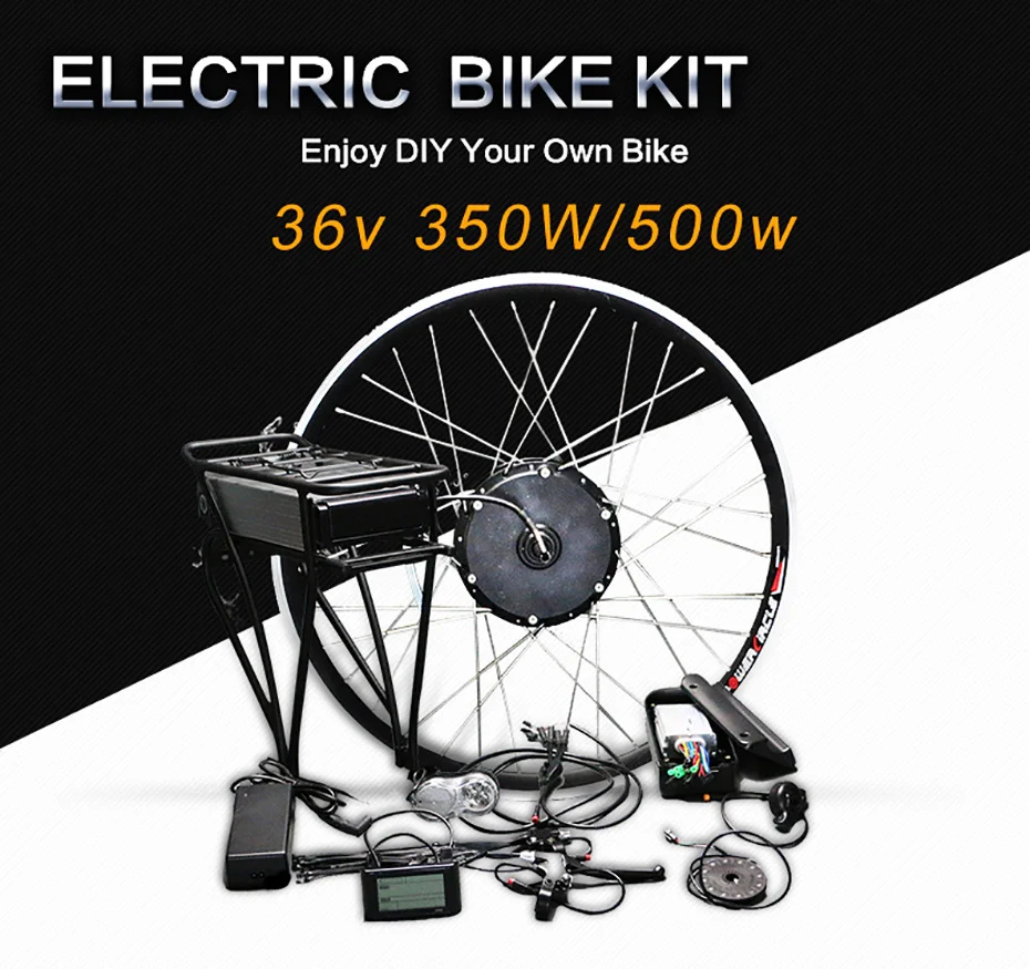 Flash Deal E BIKE 36V 350W 500W Electric Bike Bicycle Kit 36V 12AH Battery Front Wheel Motor Ebike Conversion Kit elektrikli bisiklet 1