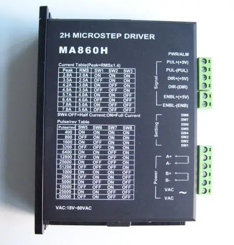 MA860H чпу шаговый мотор драйвер платы контроллер для NEMA 23/34/42 2,0-7.8A AC18-80V или DC24-110V 2/4 фазы
