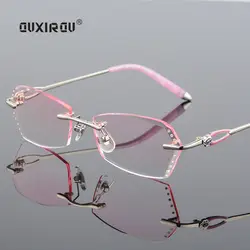 Роскошные Алмазные очки без оправы женщина оттенок линзы оптический Phantom обрезки titanium очки анти-синий свет s653
