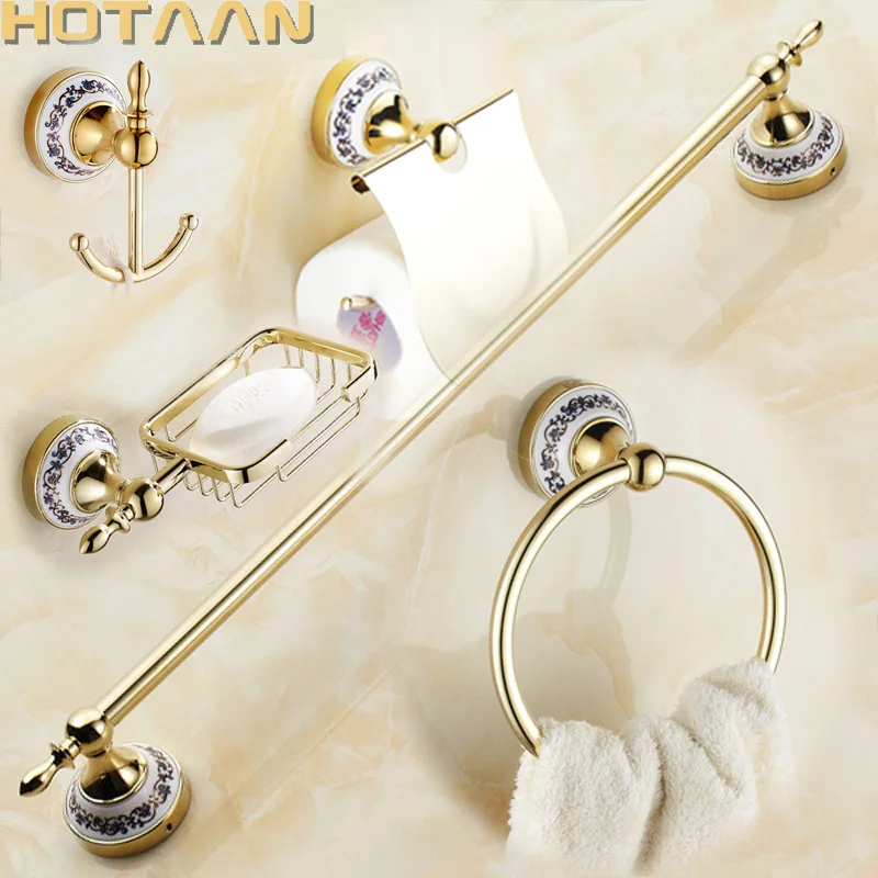 Stainless Steel Ceramic Bathroom Accessories Paper Holder Towel Bar Soap Basket