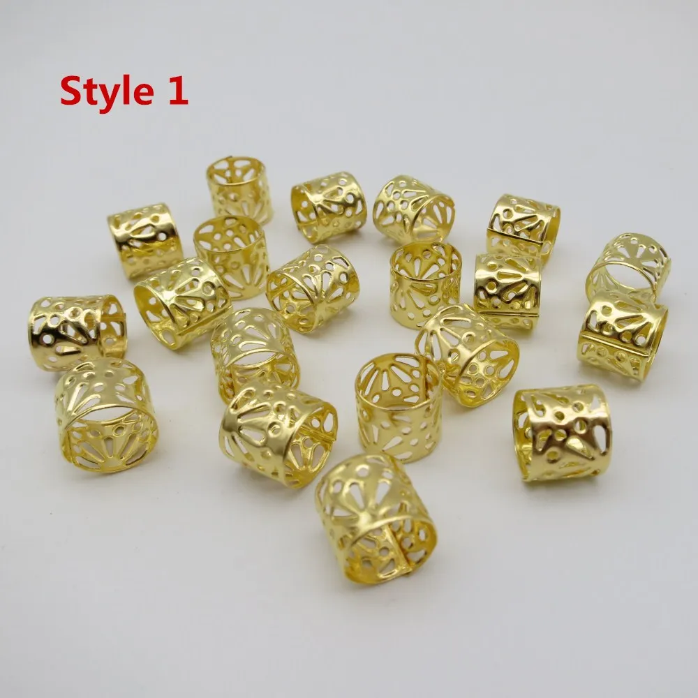 50Pcs 100pcs Golden different 2 styles hair braid dread Dreadlock Beads