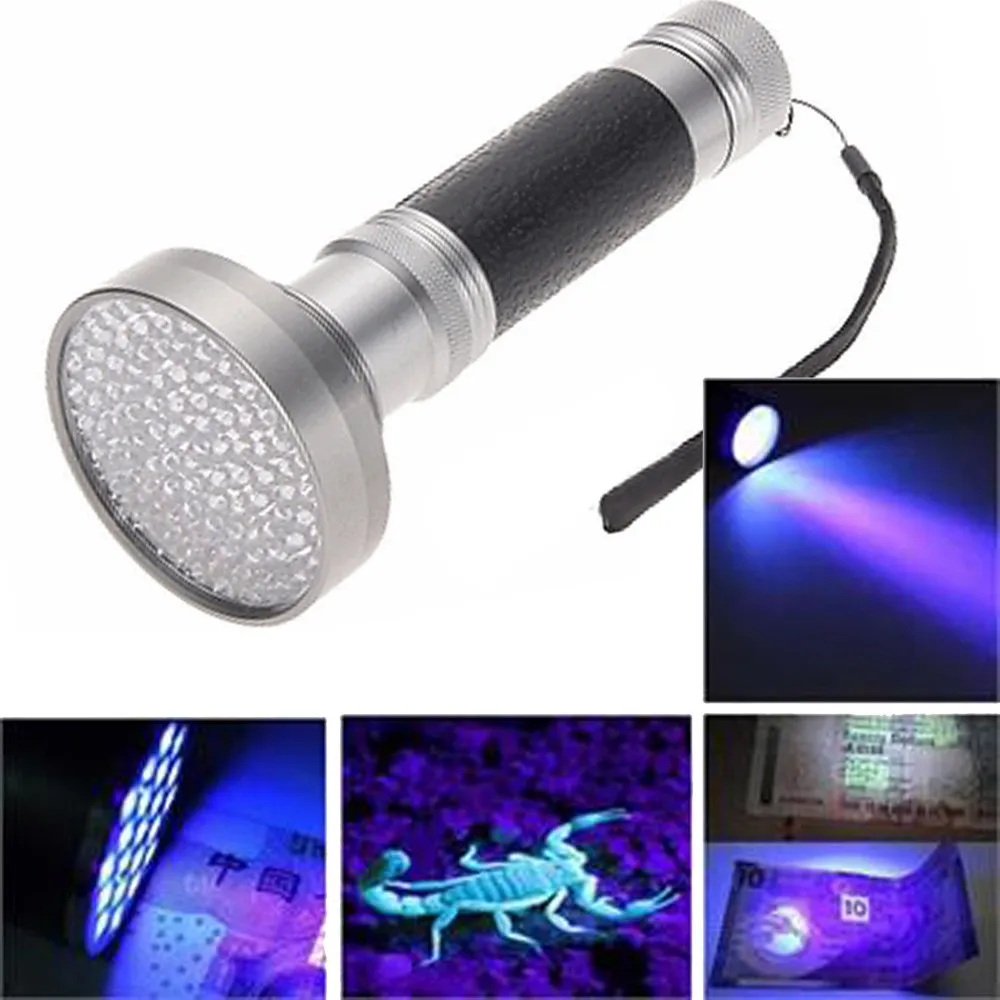 

2019 New High Quality 100 LED UV Blacklight Scorpion Flashlight Super Bright Detection Light Outdoor Drop Shipping