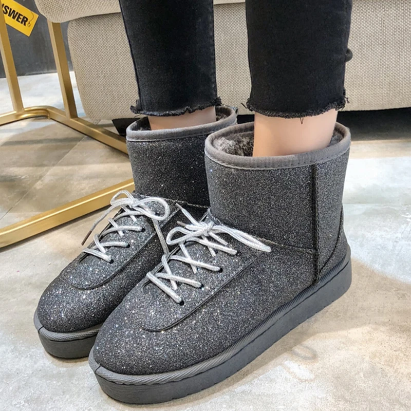 

Women Winter Warm Snow Boots Women Suede Ankle Boots Female Winter Shoes Rubber Flats Botas Mujer Fur Plush Booties Shoes Woman