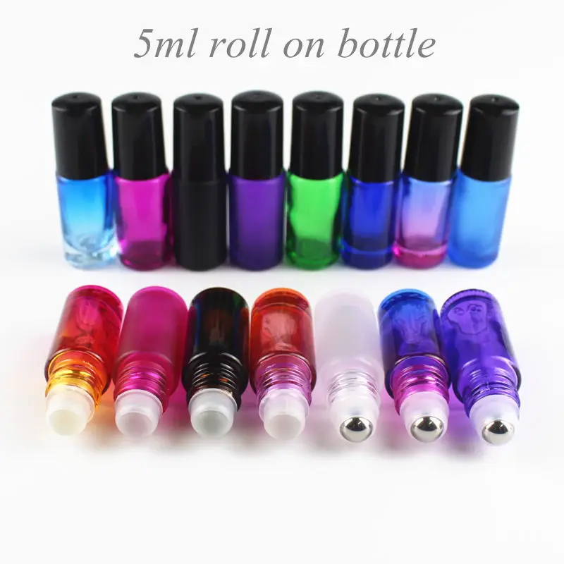 

10pcs 5ml Thick Glass Roll On Essential Oil Empty Perfume Bottles with Metal / Glass Roller Ball Travel Use Refillable Bottle