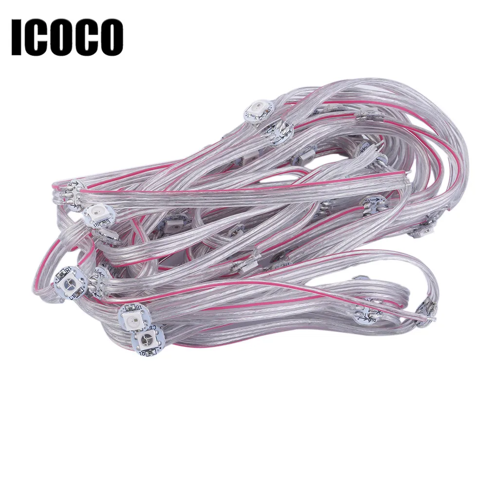 

ICOCO 50* WS2812B Pre-wired LED Pixel Module String Lights Pre-soldered leds with wire 5V WS2812 Wire LED Module String Panel