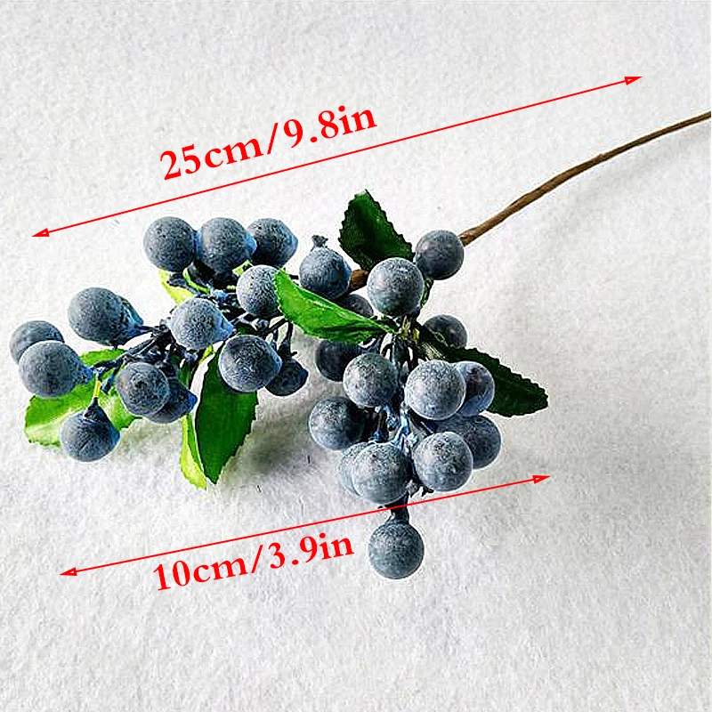 Artificial Blueberry Branch Fake Flowers Fruit 1pc for Party Decorations artificial plants artificial flowers artificial fruits and vegetables artificial holly berries