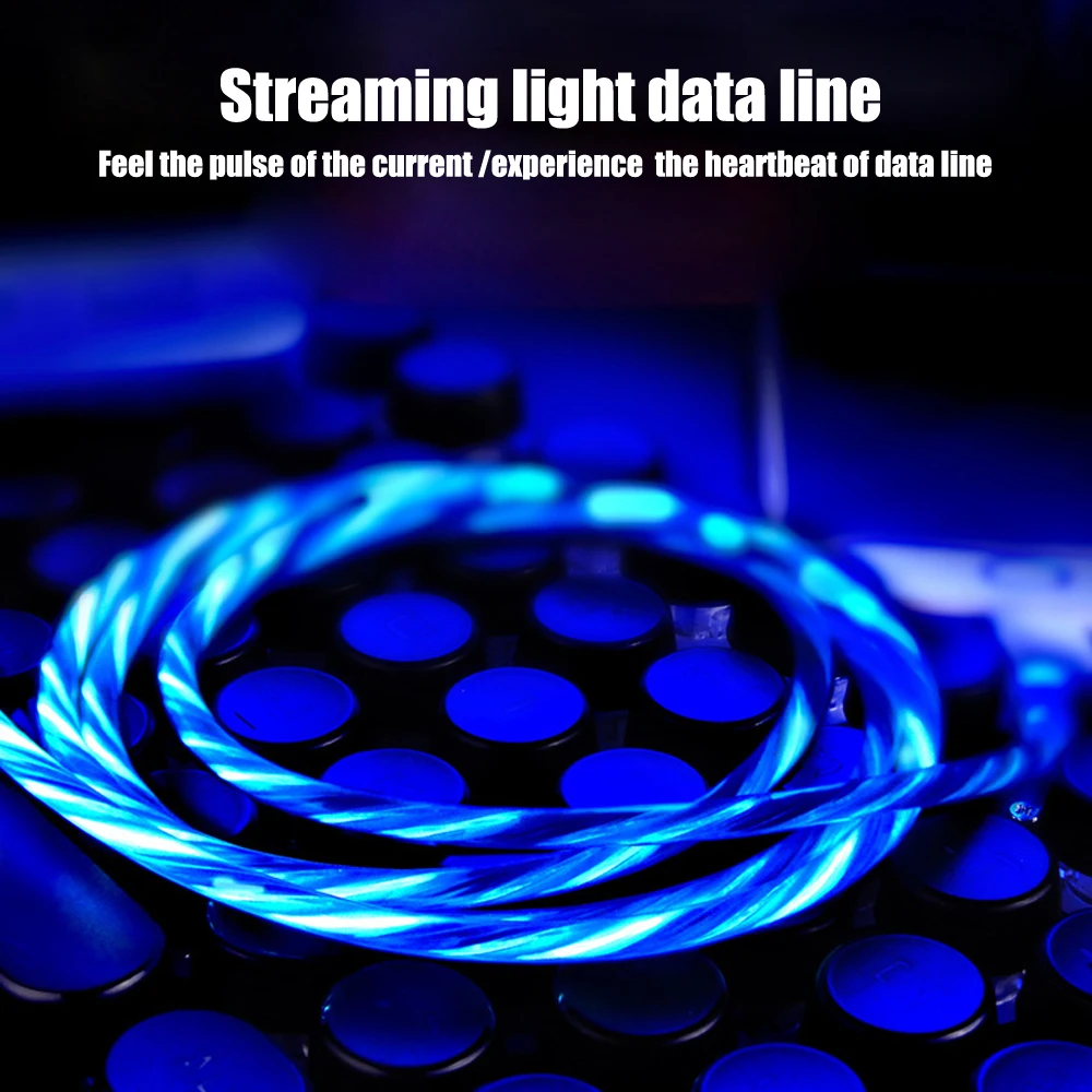 

10pcs Luminescence USB Cable Data Charging Flowing LED Glow Charger Micro USB Cable For Type C Cable For iPh X 8 7 Mobile 1m