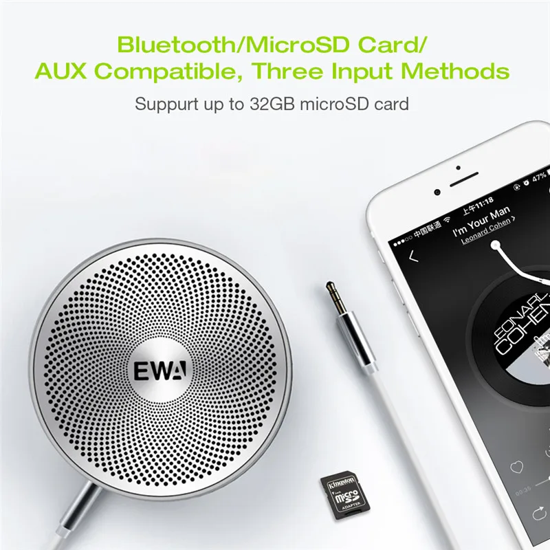 EWA A2Pro металлический динамик Водонепроницаемый Bluetooth подключение мощный звук и бас встроенный аккумулятор открытый/лагерь/велосипед/моторная езда использование