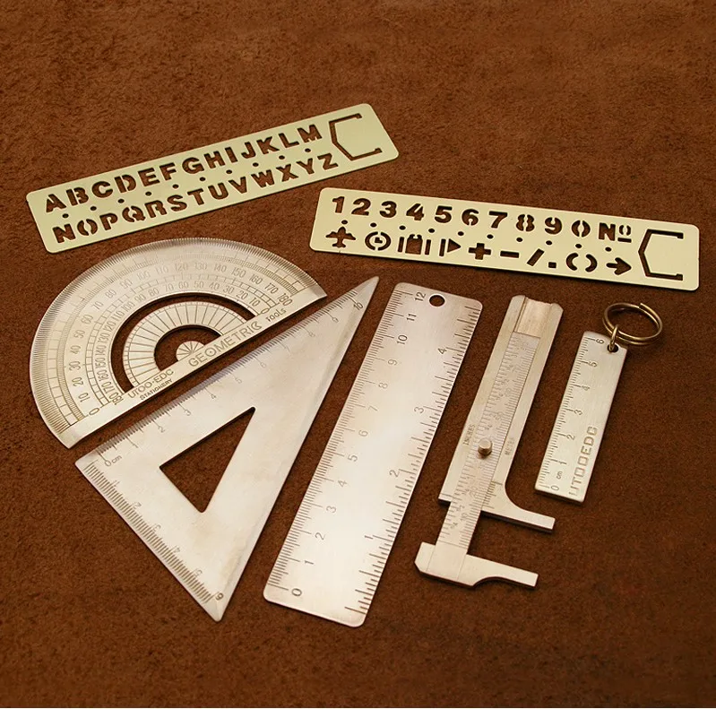

brass drawing ruler ruler alphanumeric template midori/filofax triangular rule protractor