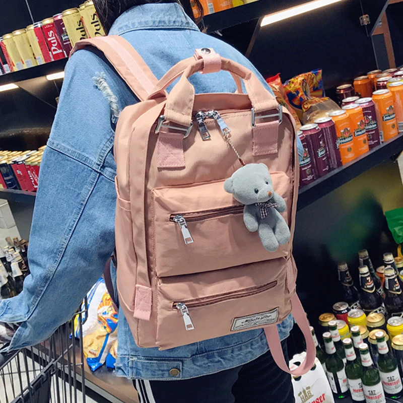 كلية نمط بلون للماء النايلون النساء على ظهره لطيف الحقائب المدرسية ل في سن المراهقة الفتيات عالية الجودة السفر حقيبة Mochila كلية نمط بلون للماء النايلون النساء على ظهره لطيف الحقائب المدرسية ل في سن المراهقة الفتيات عالية الجودة السفر حقيبة Mochila