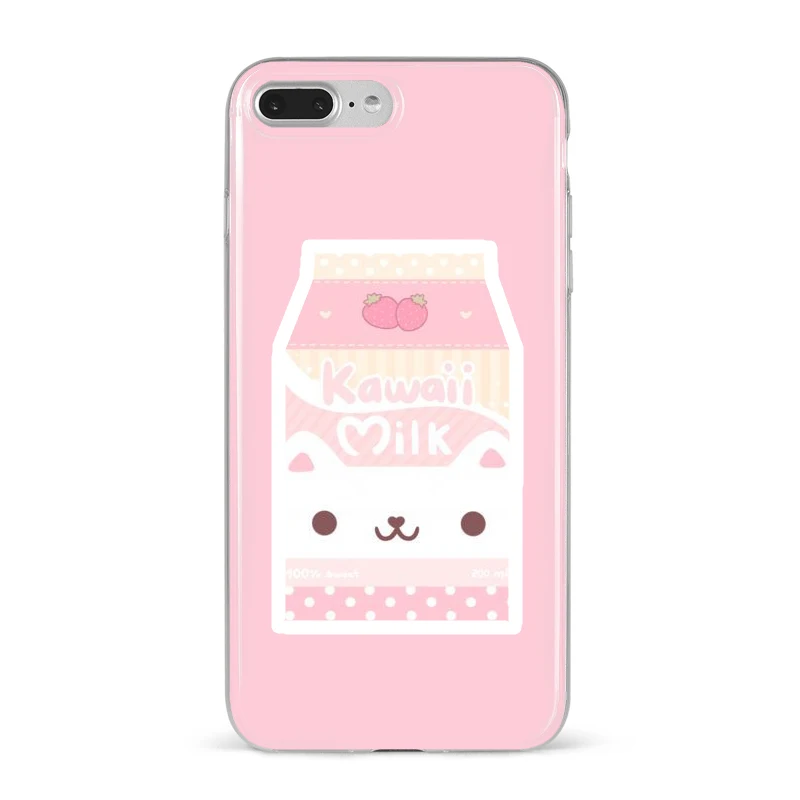 Милые Мультяшные животные Kawaii розовый Кот молоко чехол для телефона для Apple iPhone 8 7 6 6S Plus X 5 5S SE XS XR XS MAX Funda чехол для девочек - Цвет: TPU