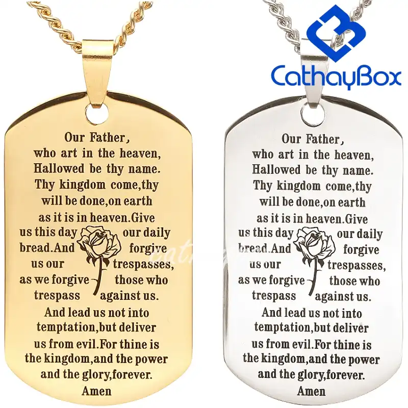 lord's prayer dog tag necklace