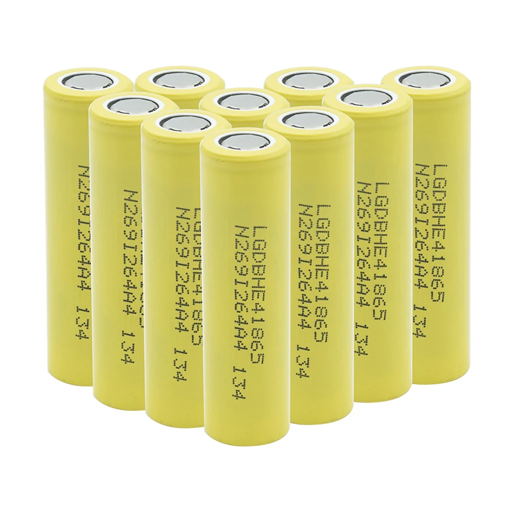 

1/2/4/6/8/10 Pieces Rechargeable 3.7V Yellow Flat-top LGDBHE41865 HE4 18650 Batteries 3.7 V 2500mAh 18650 Lithium Li-ion Battery