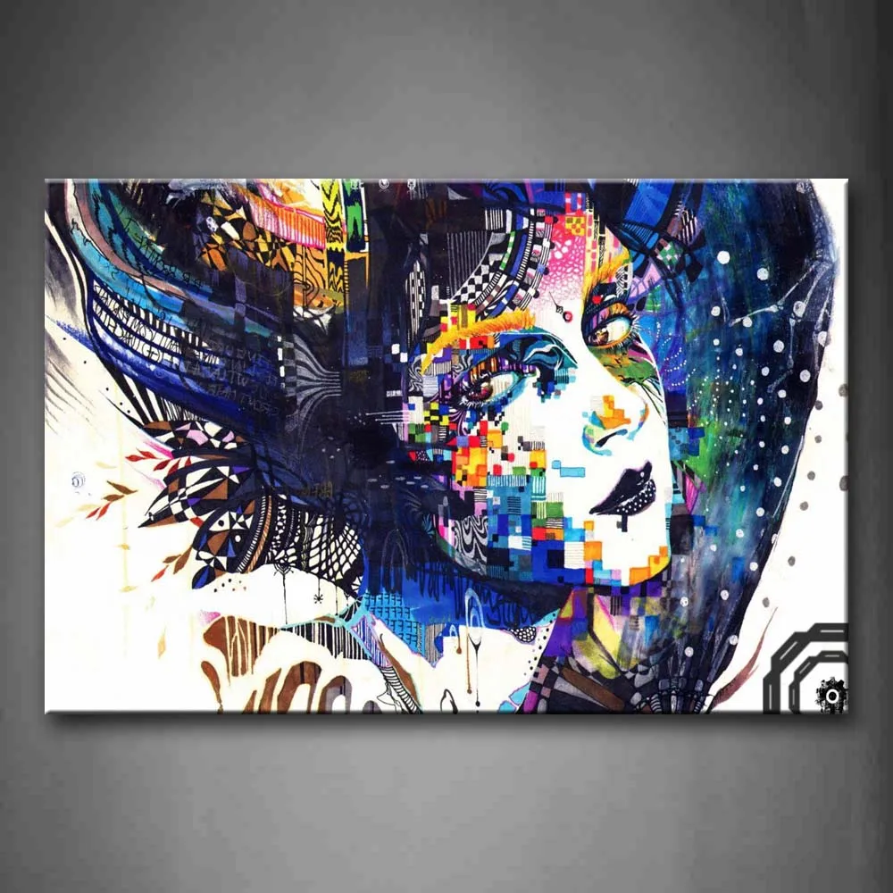 

Unframed Wall Art Pictures Colorful Patterns Face Canvas Print Modern People Posters Without Frame For Living Room Decor