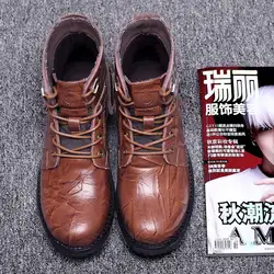 Masorini/новые зимние ботинки из натуральной кожи для мужчин, зимняя обувь в западном стиле, мужские резиновые ботинки челси, мужская