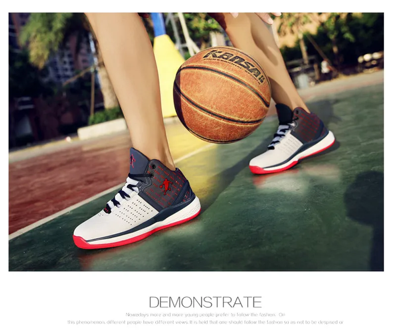 Дышащая 36-47 Для мужчин баскетбольная обувь Спорт на открытом воздухе высокие кроссовки на подушке большой Размеры противоскользящие