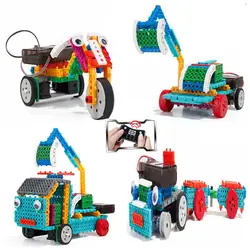 [Топ] 117 шт. DIY 4 в 1 Дистанционное управление RC Мотоциклы/экскаватор/прицепы/Грузовик робот строительство Сборка блоков игрушка детский
