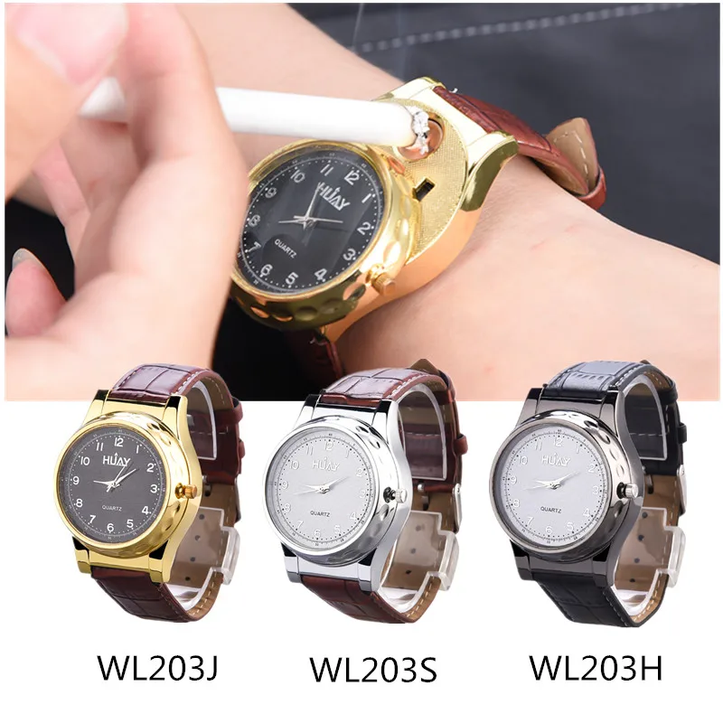 

Mens watches Rechargeable USB Fameless Cigarette Lighter Military Army Men's Watch Lighter Electric Windproof Lighters No gas 35