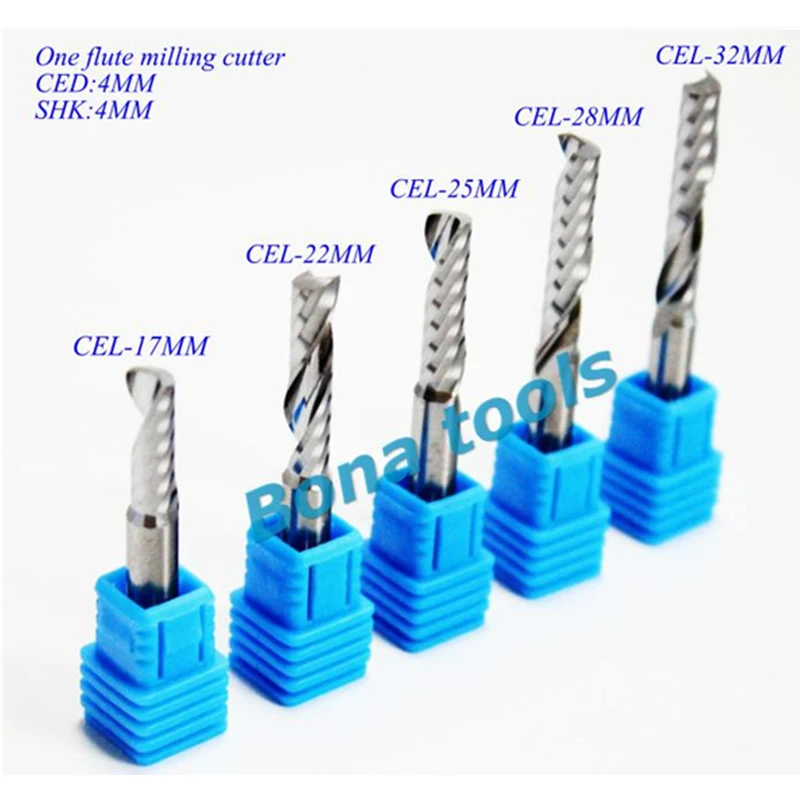 

SMOOTH-4x28mm Single Flute Spiral CNC Cutter Router Bit Set, Micro Solid Carbide End Mill Milling Cutters for Wood Working Tools