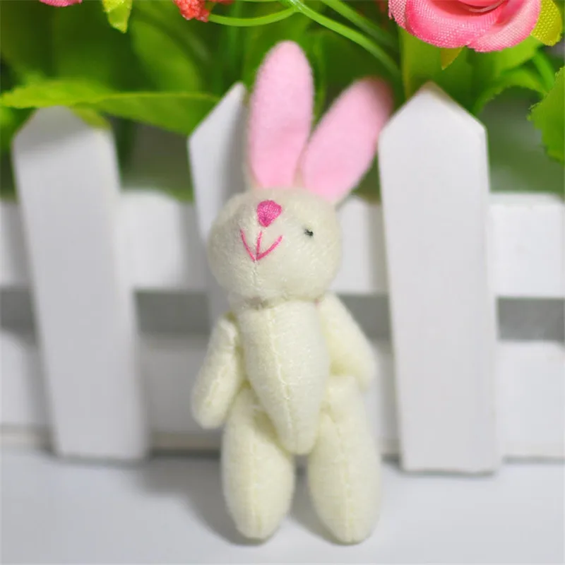 Cute Mini Joint Rabbit Plush Toys Cartoon Bunny Dolls DIY Rabbits Wedding Party Bouquet Doll 6cm 50pcslot (9)