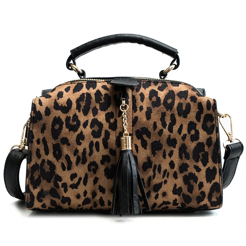 Сумочка с принтом леопарда роскошные сумки женские сумки дизайнерские женские сумки на молнии с принтом животных для женщин - Цвет: Black
