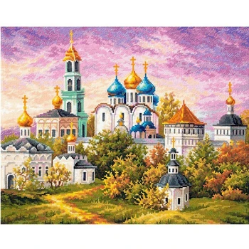 

DIY 5D Diamond Painting Cross Stitch Landscape Diamond Embroidery Church Resin Pasted Mosiac Patterns Cross Stitch kits decor