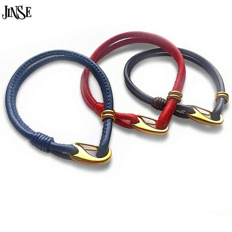 JINSE YPS001 красный Lucky WP браслет Femme овчины бренд Плетеный Многослойные золотые кожаные браслеты Шарм DIY для мужчин и женщин