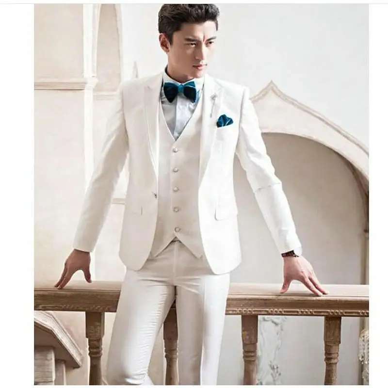 Пользовательские Slim Fit заостренный лацкан Лучший мужской костюм синий дружки Для мужчин свадебные костюмы для выпускного мужской смокинг